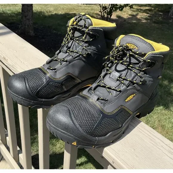 KEEN Utility Work Boots Men 12 Steel Toe Waterproof Gray Yellow EH ASTM USA made